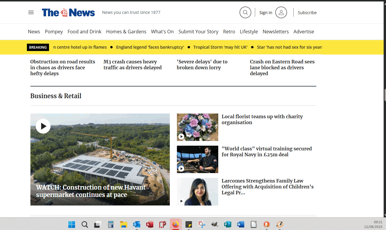 An image showing a screenshot of an article written about Flowers by Moonstones - Fareham Florist. 